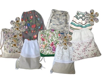 Textil Drawstring Bags with pockets,  for schoolchildren, for gym or swim