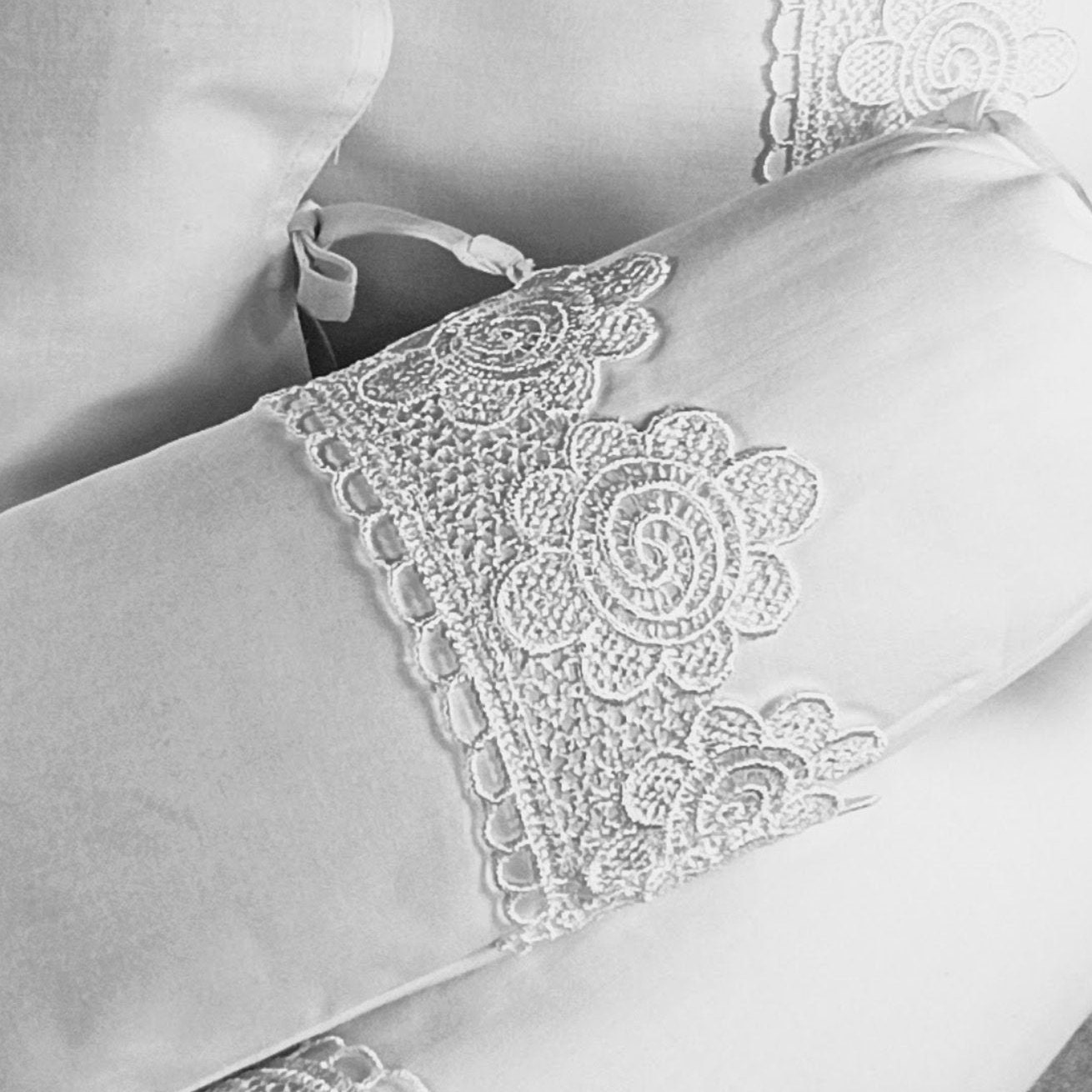 White Decorative Cotton Bolster Pillow Cover With Lace and Bow Etsy