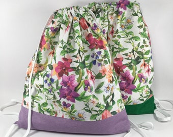 Floral Drawstring Bag for gym or swim