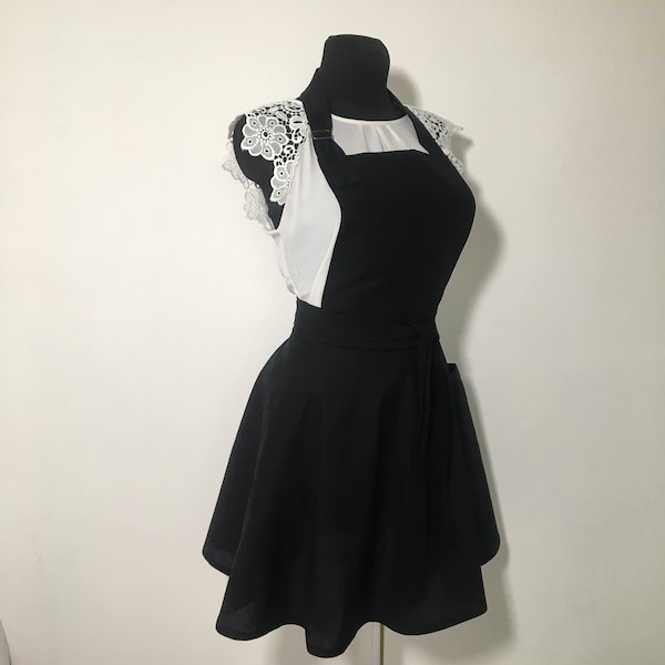 Grembiule romantico nero con tasche