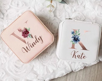 Personalized Leather Jewelry Travel Case, Bridesmaid Gift