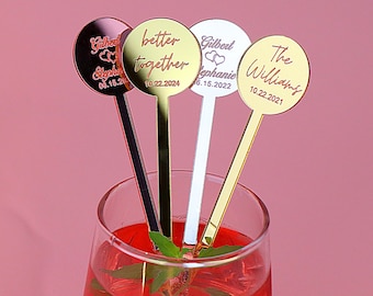 Personalized Wedding Drink Stirrers:  50 pcs, Custom Disposable Party Decor
