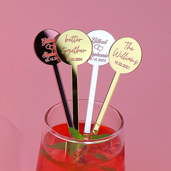 50 Customized Drink Stirrers for Wedding Parties Personalized Disposable Stirrers for Wedding Date Custom Addition to your Wedding Day