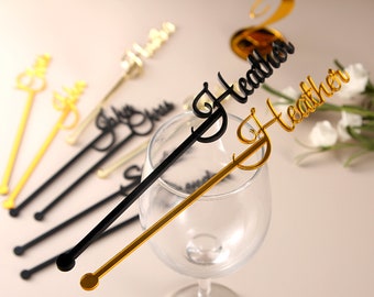 Personalized Wedding Drink Stirrers, Custom Party Decor