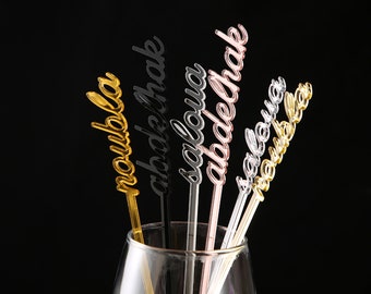 Personalized Wedding Drink Stirrers, Custom Name, Disposable Stir Sticks
