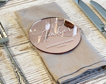 Personalized Acrylic Wedding Name Tags - Elegant Fall Wedding Decor | Custom Name Cards & Table Setting