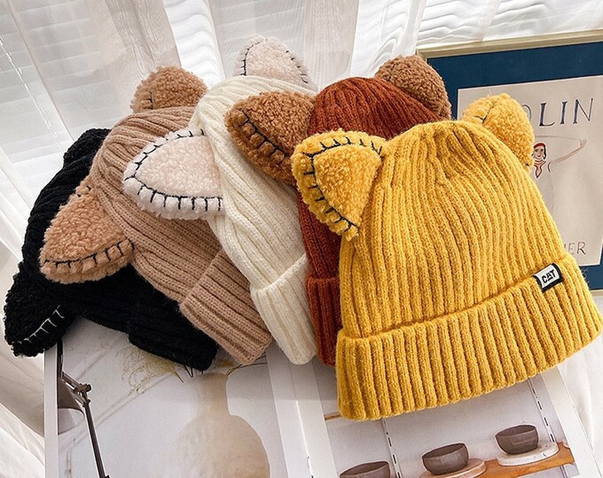 Studded Leather Catear Aviator Hat in Blue/ Black/ Blue Gray/ Navy Blue, Unisex Cosplay Leather