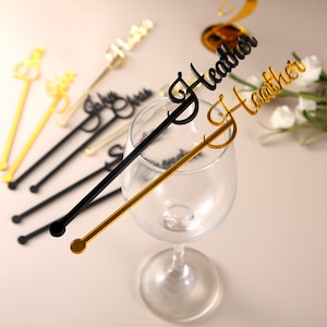 Customized Drink Stirrers for Wedding, Birthday Parties. Personalized Name Stirrers for Wedding Date Custom Addition to your Wedding Day