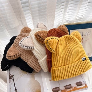 Cat Beanie, Cat Ears, Cute Kitten Cat Girl Beanies for Women and Kids, Hand Knitted Winter Hat, Crochet Cat Ear Beanie