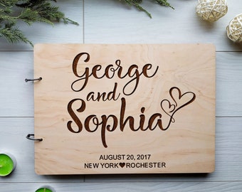 Custom Wooden Wedding Guest Book: Rustic Photo Album