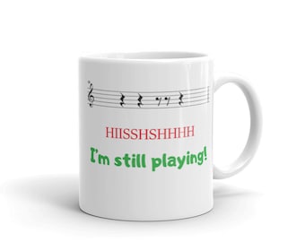 Funny Musician Mug, Music Notes & Rests, Instrument Player Gift
