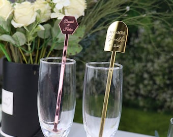 Personalized Wedding Drink Stirrers: 50 pcs, Custom Party Cocktail Stirrers