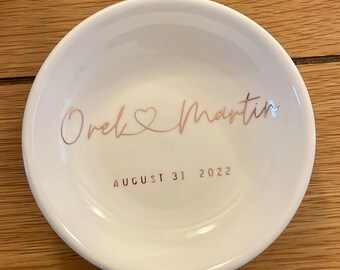 Personalized Ceramic Ring Dish: Wedding Engagement Gift