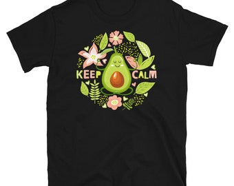 Meditating Avocado T-Shirt, Keep Calm Yoga Design