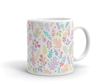 Flowers and Mugs . Ceramic Mug Handmade . Spring and Summer Floral Design .