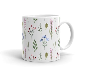 Watercolor Floral Coffee Mug, Spring Flower Design