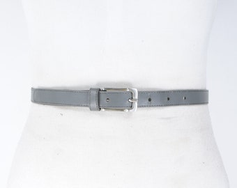 80s 31''-35'' Gray Skinny Vegan Leather Belt for women