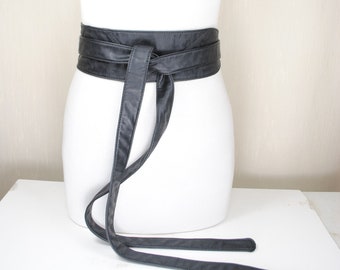 Studded Leather Black Wide Obi  Belt Wide Leather Obi Belt: Camouflage Studded S/XS - Etsy Israel main image 4