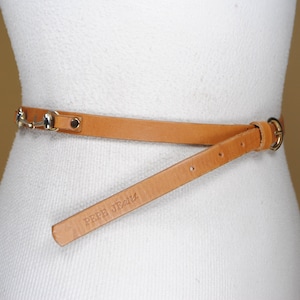 Skinny Brown Leather Belt for Women with Elegant Horse Bit Gold Buckle, Vintage Brown Belt, Belt with Gold Accents, Pepe Jeans Belt