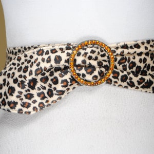 Leopard Print Wide Waist Belt for Women, Fur Belt with Rhinestone Buckle, Elegant Animal Print Belt, Statement Belt, Y2K Vintage Belt