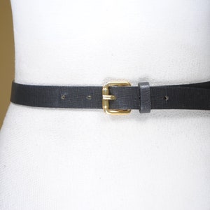 Black Belt for Women with Gold Buckle,  Classic Capsule Wardrobe Belt, Minimalist Balck Belt