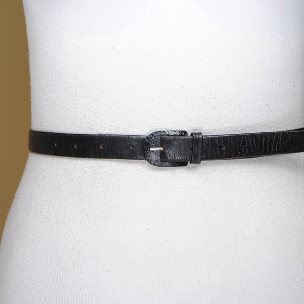 Ceinture noire maigre pour femmes, ceinture en cuir minimaliste