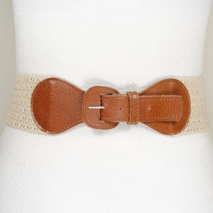 Brown Beige Crochet Stretch Belt for women