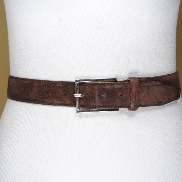 Ceinture en cuir daim marron pour femmes et hommes, ceinture carrière marron, ceintures pour hommes