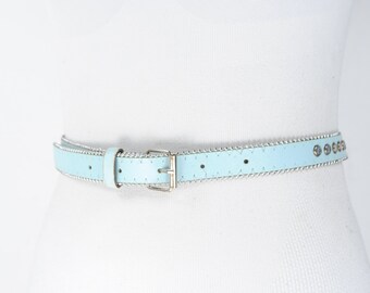 1980s 4338 Sky Blue Skinny Riveted Belt 