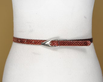 80s Oleg Cassini Red Snakeskin Belt, Red Genuine Whipsnake  display picture 1