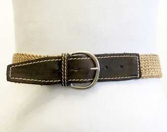 1980s Brown beige crochet belt for women