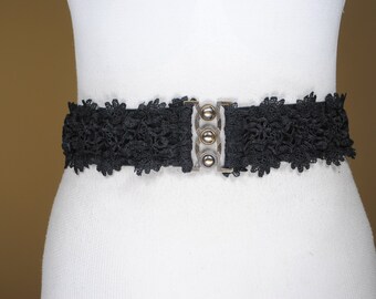 Black lace waist belt clearance