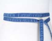 1980s 74 39 39 blue denim tie up belt - waist belt for women