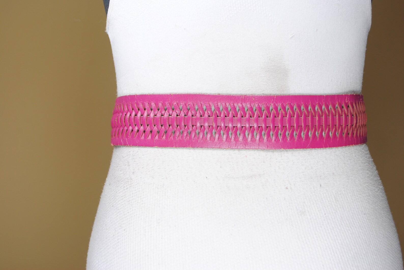 Wide pink braided woven belt Etsy