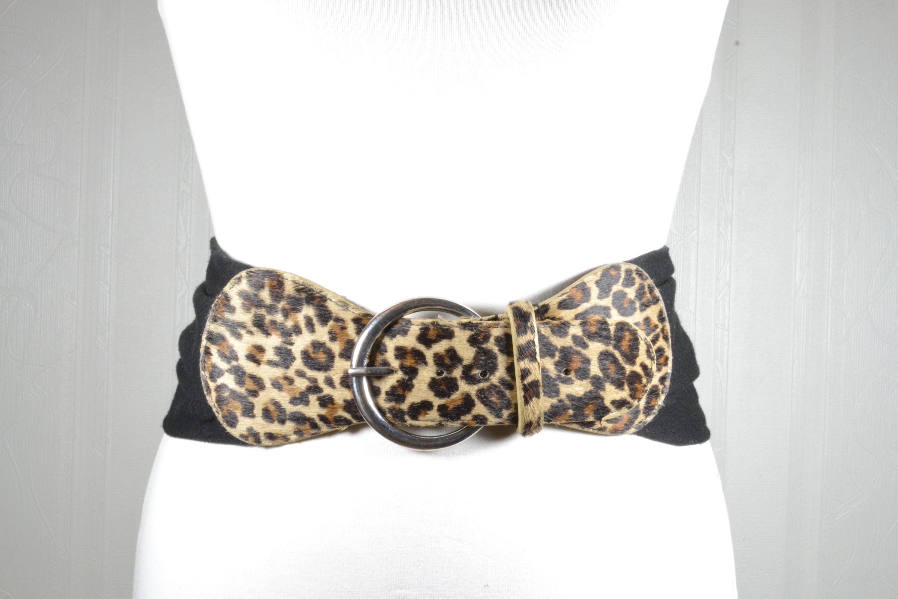 Wide Leopard Print Elastic Cinch Belt: Retro Statement  display picture 2