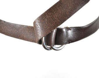 Vintage Brown Leather Double Ring Belt: Boho Waist Accessory  display picture 1