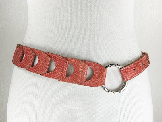 1990s pink python snake skin belt for women - image 1