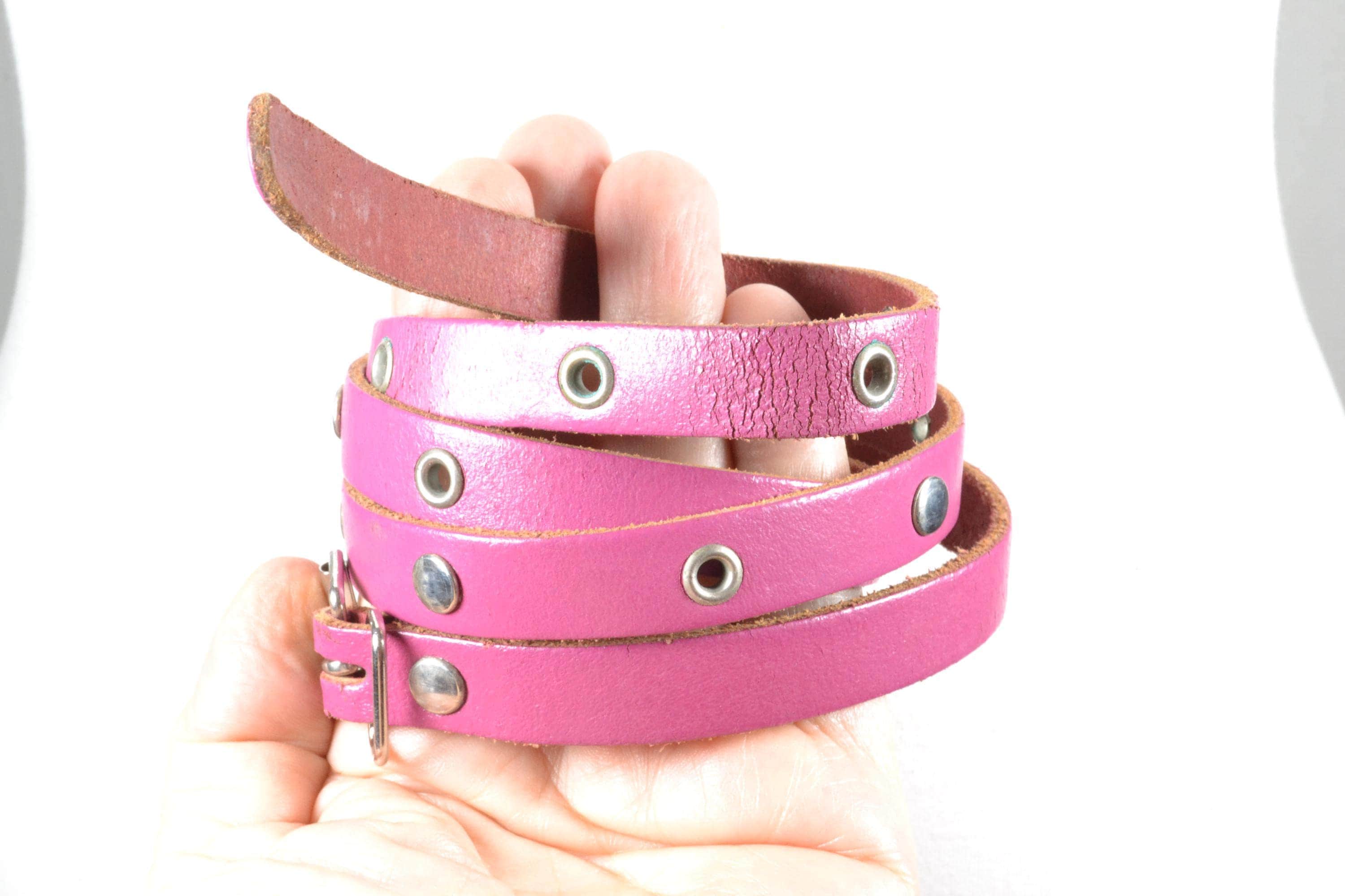 Y2K Hot Pink Grommet Belt, Slim Waist, Silver Buckle - Etsy display picture 1