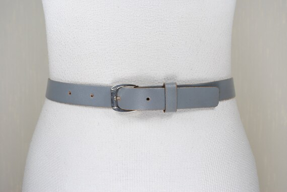 Skinny Gray Leather Belt for Women. Light Grey Tr… - image 8