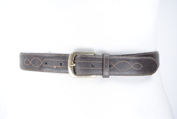 Stitched Chocolate coffee brown belt for women / … - image 1