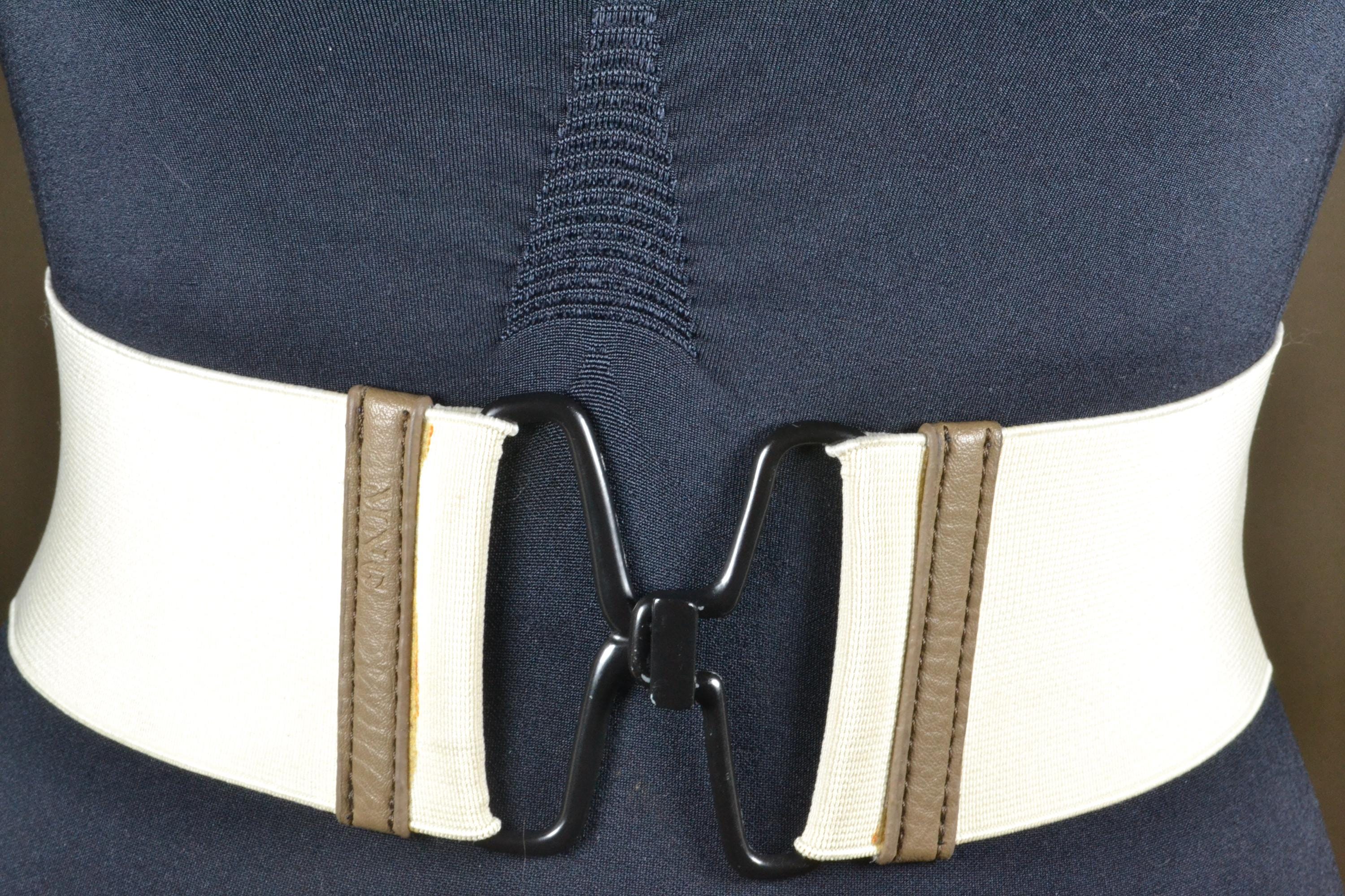 Vintage  Miu Cream/white wide elastic stretch belt Amazon.com: WOWOGO Straw Woven Rattan Wide Stretch Straw  main image 4