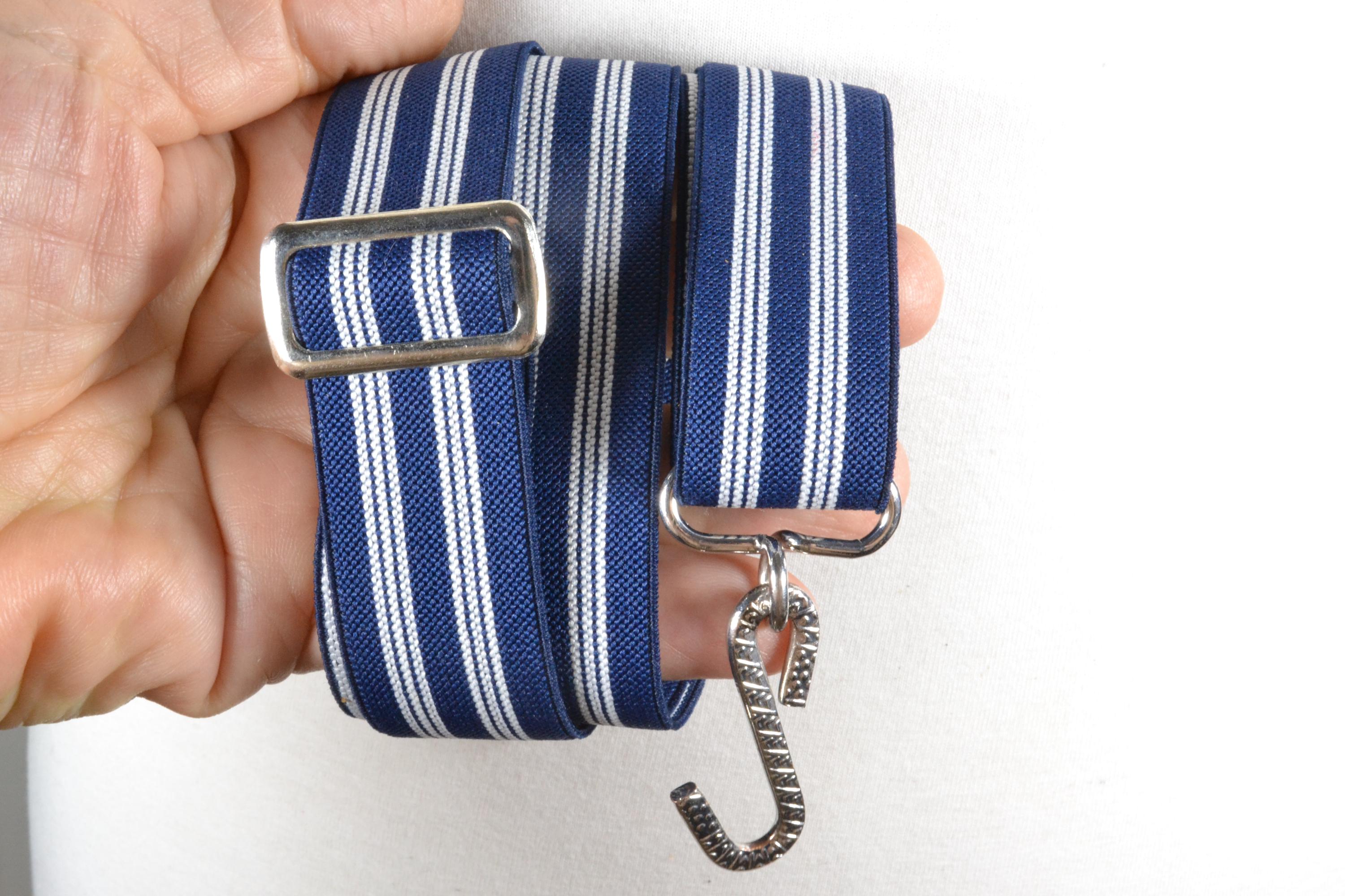 Black White Striped Elastic Cinch Waist Belt Round Buckle Nautical Chic 47-60 Elastic Striped Belts for Women for sale | eBay main image 3
