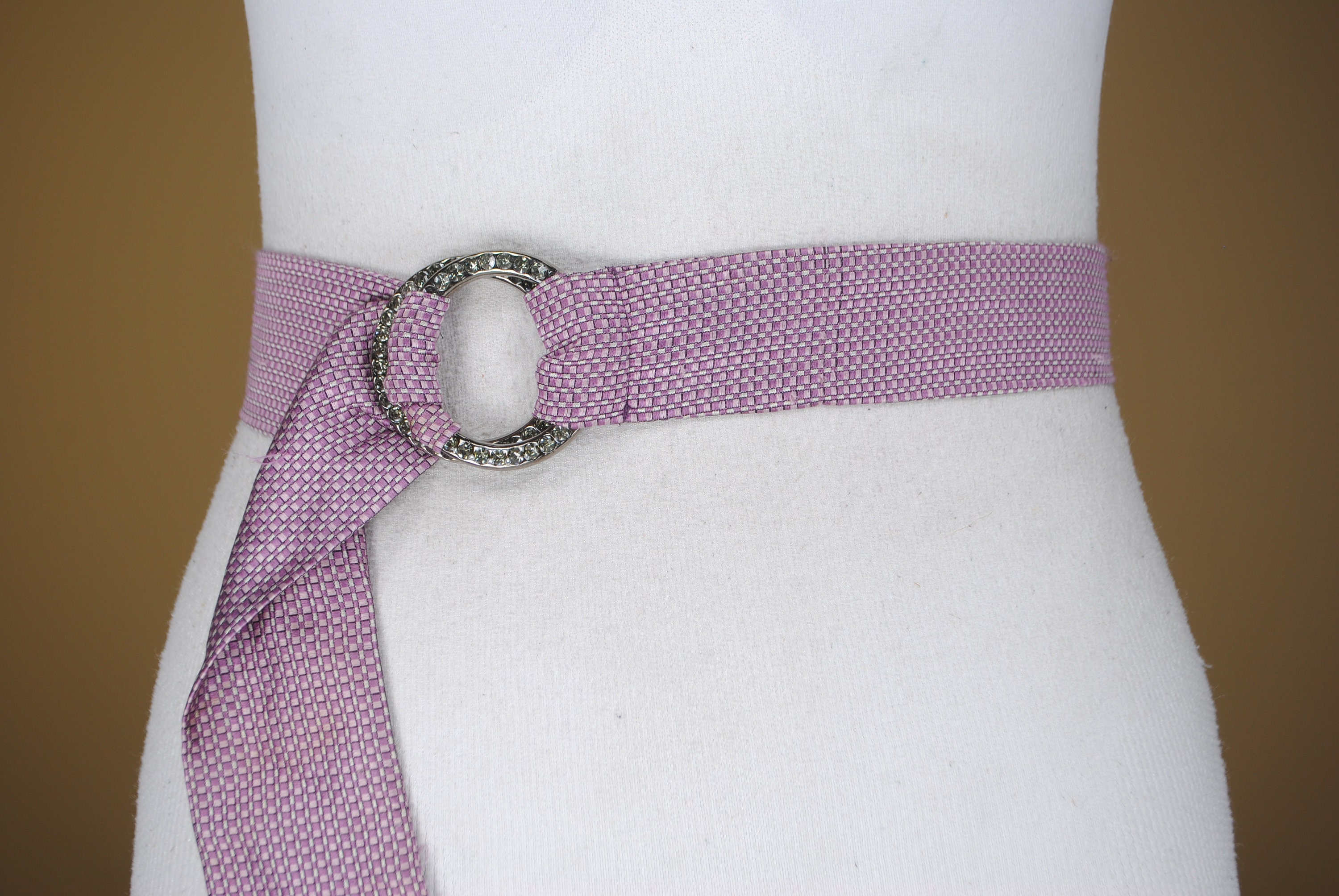 Dring Purple Fabric Belt for Women Rhinestone Buckle Lilac Etsy