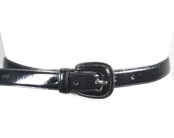 Vintage PALOMA PICASSO Black Patent Leather Women\'s Belt 28 Small Paloma Picasso | Accessories | Paloma Picasso Black Patent  main image 3