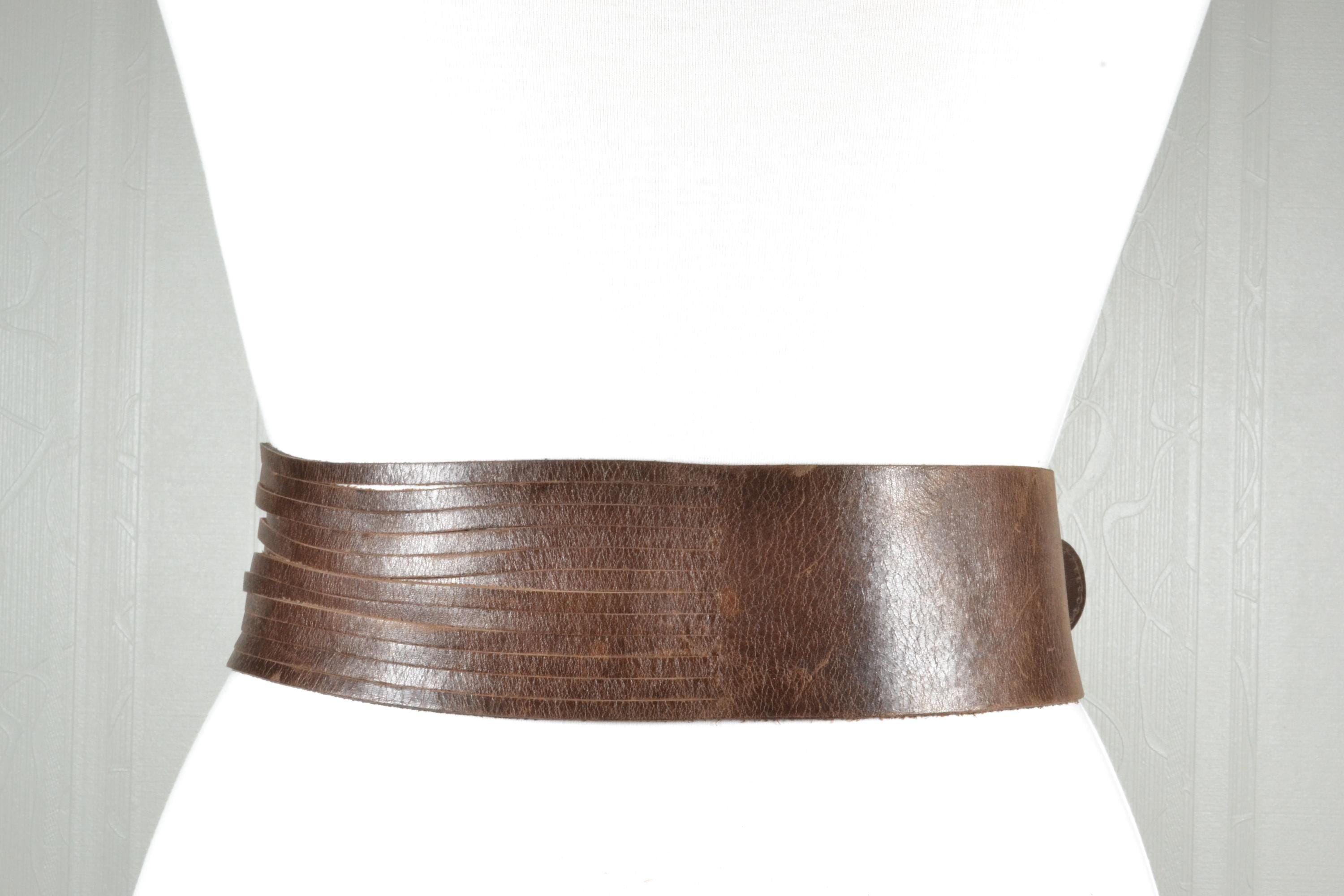 Vintage Genuine Leather Woven Concho Belt | Brown Western Boho Western Leather Belt for Women - Wide Cowgirl Belt with  main image 3
