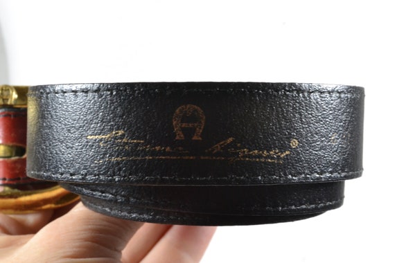 Vintage Etienne Aigner Red Leather Belt With Brass Buckle - Etsy display picture 2