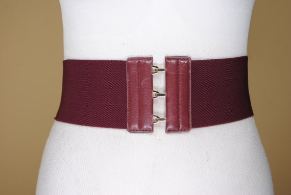 Wide maroon elastic belt - image 2