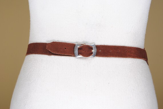 Brown wide suede dirndl leather belt for women - image 6
