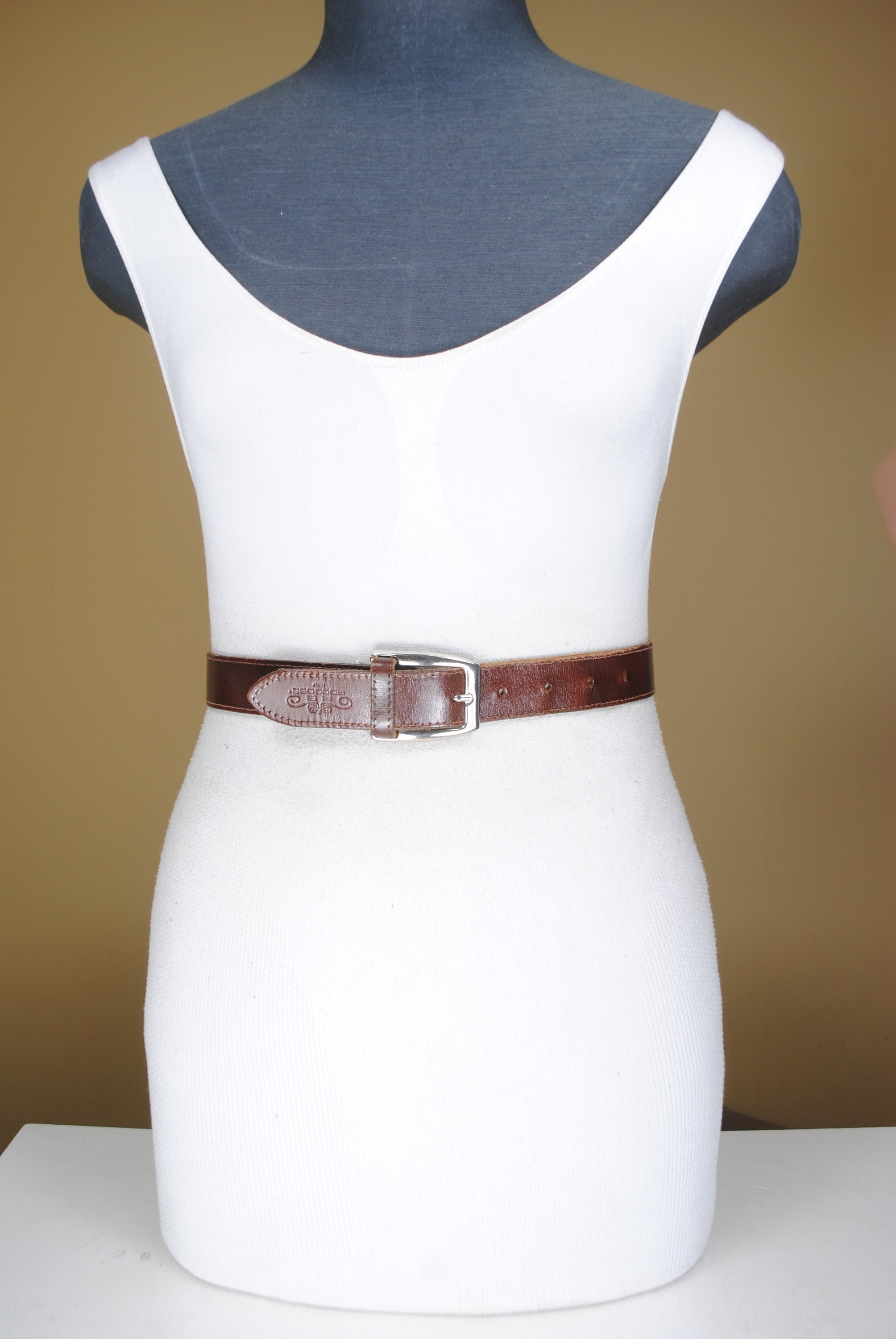 Brown Leather Belt Silver buckle Made in Italy Unisex belt Etsy