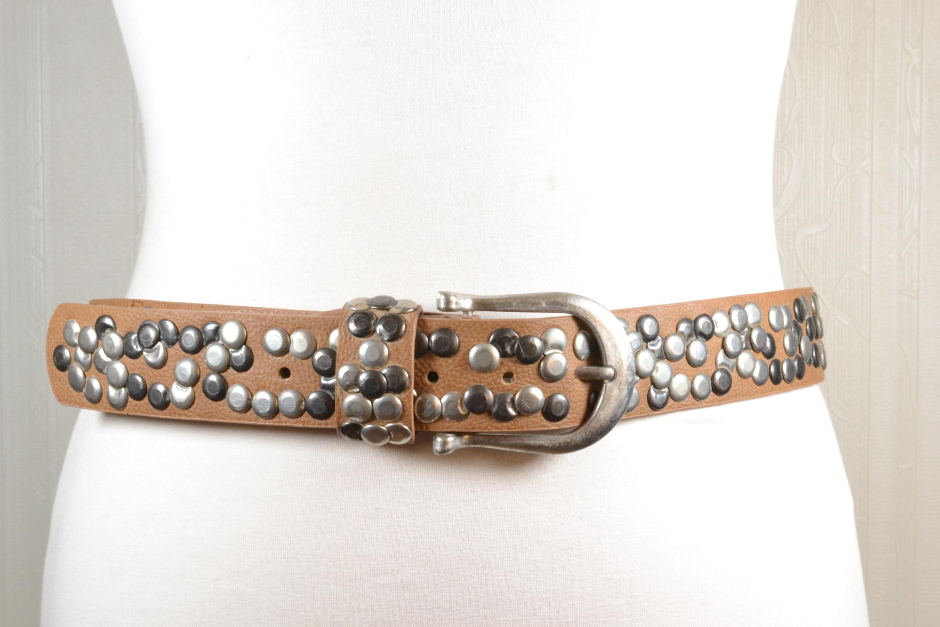 Leather Belt Brown with Brushed Silver Studs Isaac Espresso/Silver Studded Belt | Belts | Accessories main image 3